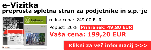 e-Vizitka. Spletna stran za podjetnike in s.p.-je. Klikni za več informacij
