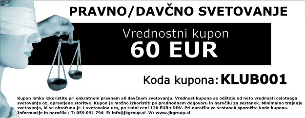 Pravno in davčno svetovanje - Kupon 60 EUR